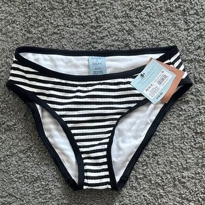 Shade & Shore Black and White Striped Bikini Bottom